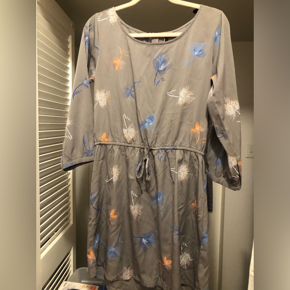 O'Neill Gray Dress with Blue and Orange Floral Pattern